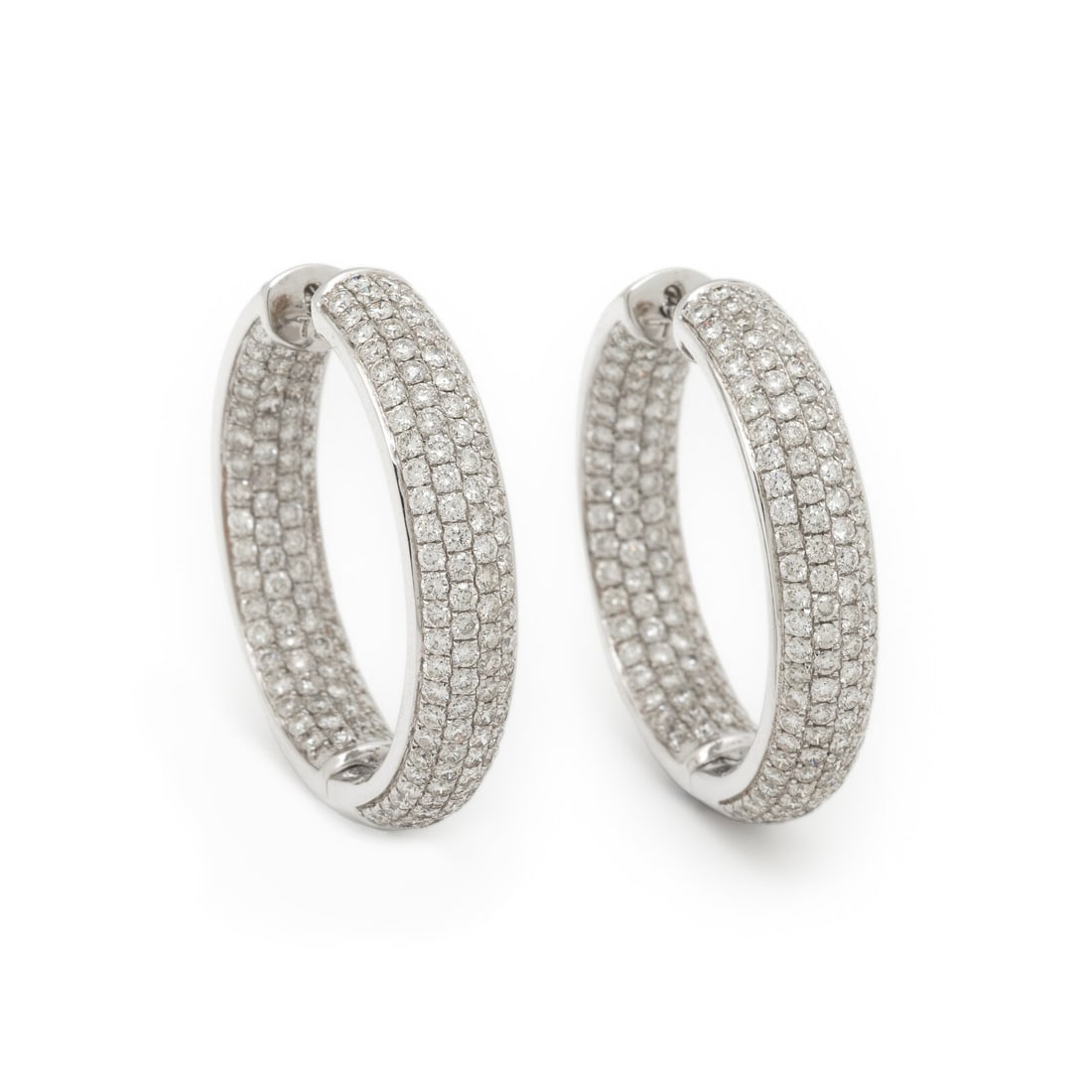 Pavé Diamond and White Gold Inside-Out Hoop Earrings (1 of 2)