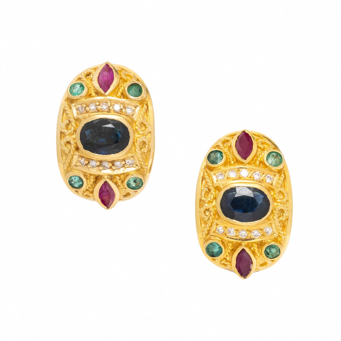 Multigem and Yellow Gold Earrings (1 of 2)