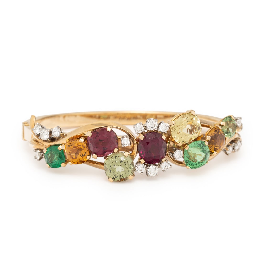 Yellow Gold and Multigem Bangle Bracelet (1 of 2)