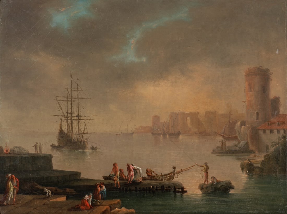Circle of Charles François Lacroix (French, born c. 1700-1782) Fishermen in a Bay by a (1 of 4)