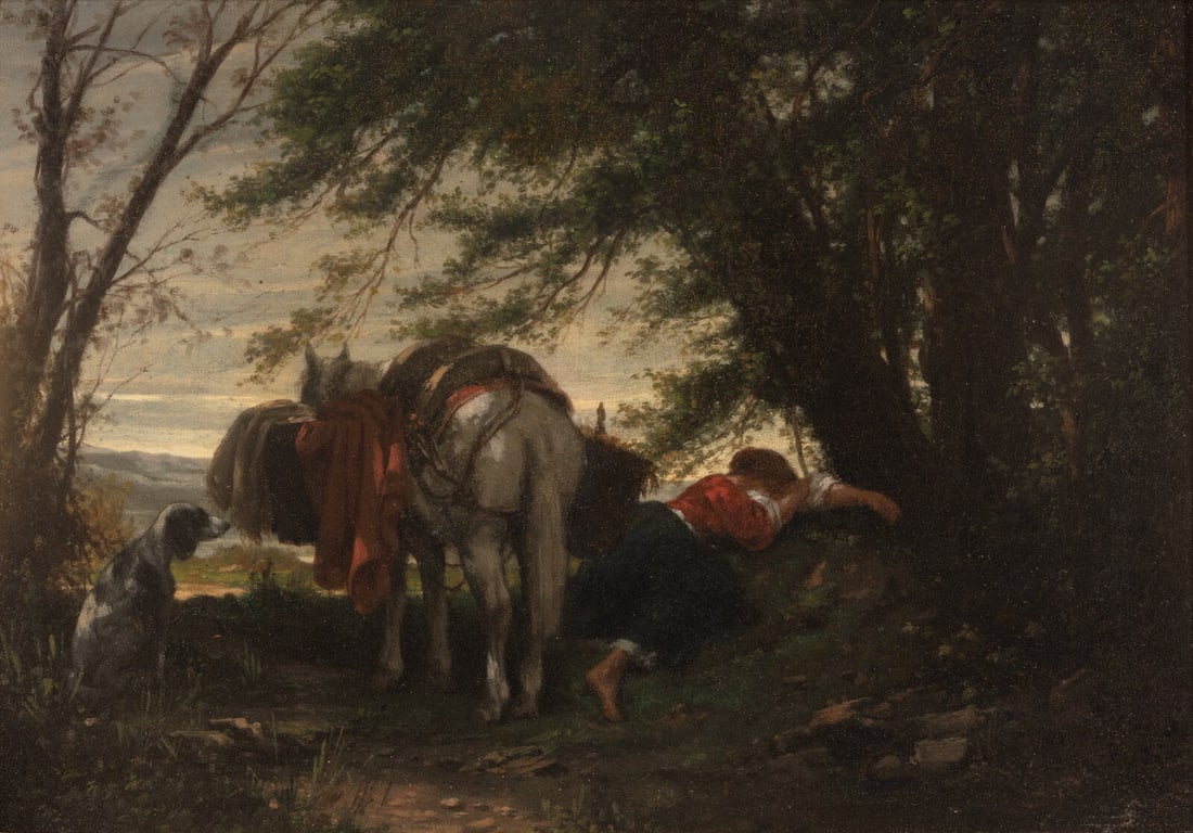 Léon Légat (French, b. 1829) La Sieste en Forêt (1 of 3)