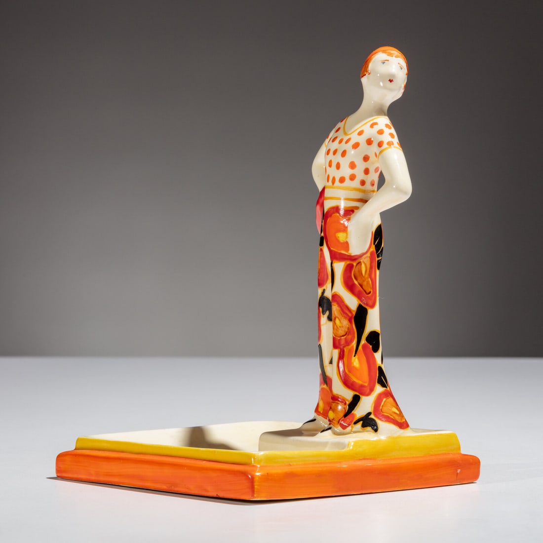 Clarice Cliff (English, 1899–1972) Lido Lady ashtray, c. 1930: Clarice Cliff (English, 1899–1972) Lido Lady ashtray, c. 1930 Shape 561 stamped signature to underside hand-glazed painted ceramic 6 ¼ h × 4 w × 4 d in. Property from the Collecti