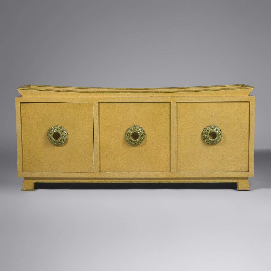 James Mont (American, 1904–1978) Credenza: James Mont (American, 1904–1978) Credenza faux-finished, gessoed painted wood 32 h × 20 w × 72 d in. This lot is located in Philadelphia.