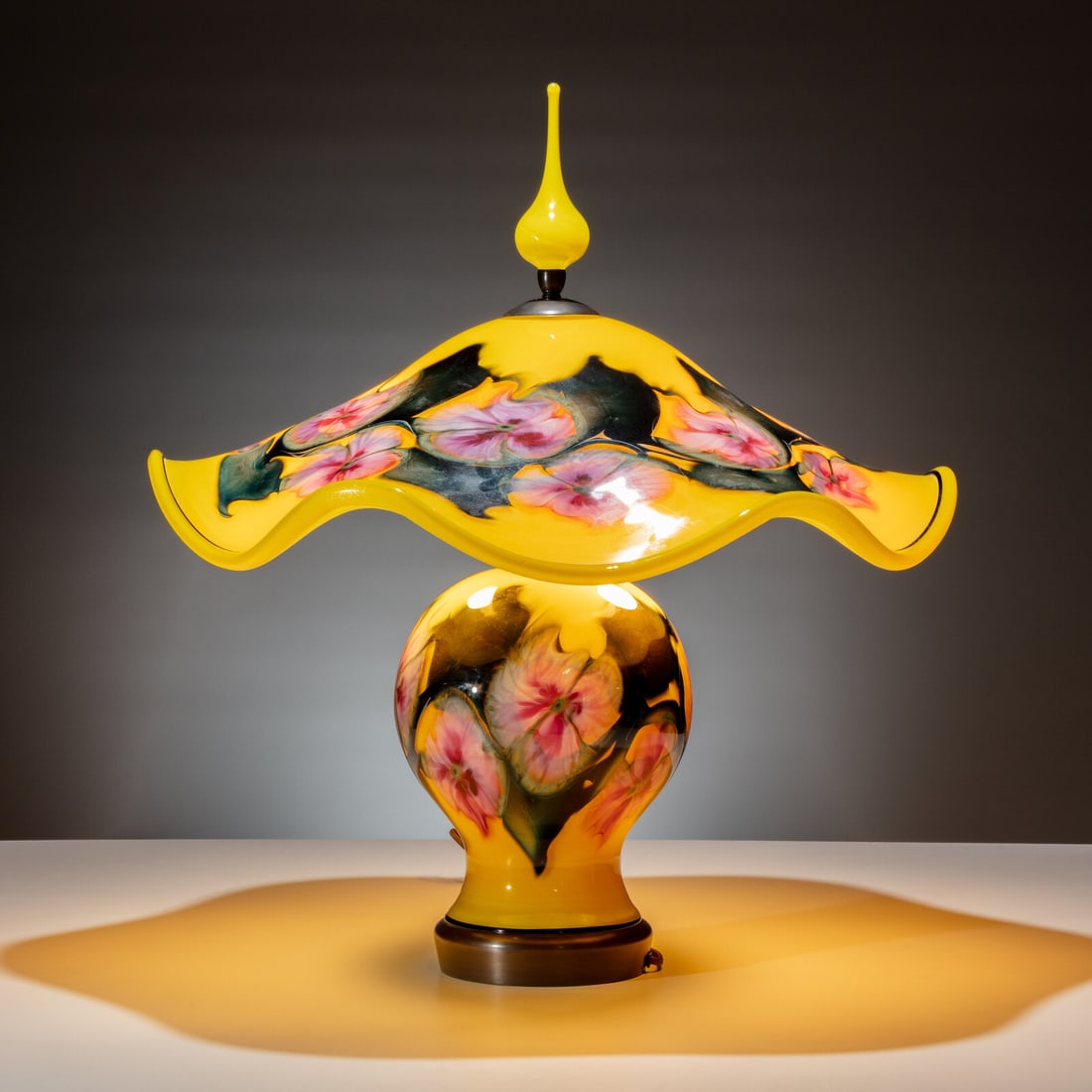 Charles Lotton (American, 1935–2021) Table Lamp in Yellow Floral, 2000 - 2