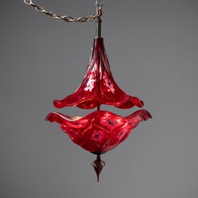 Charles Lotton (American, 1935–2021) Hanging Red 'Caged' Chandelier, 2007