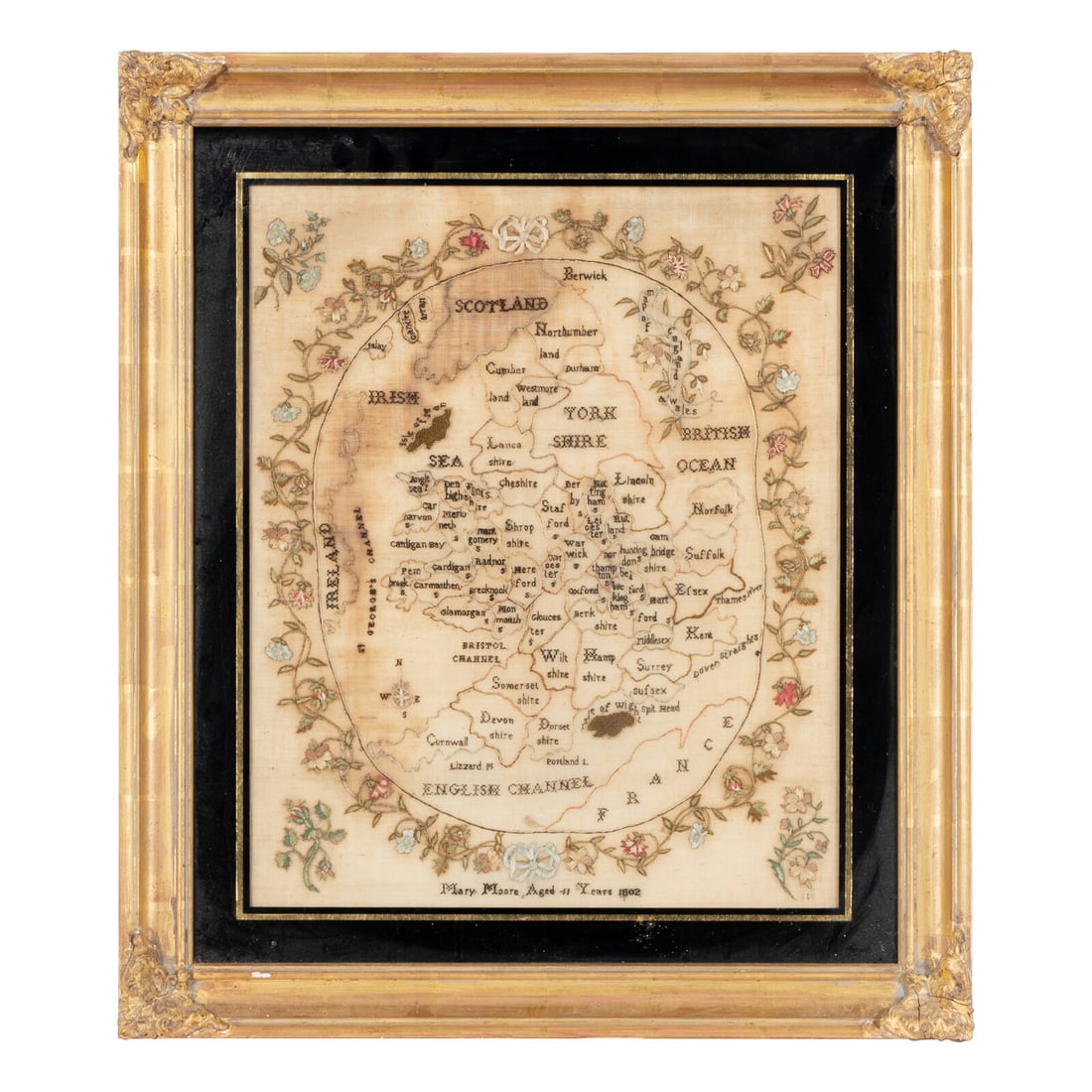 An English Needlepoint Embroidered County Map of England and Wales (1 of 5)