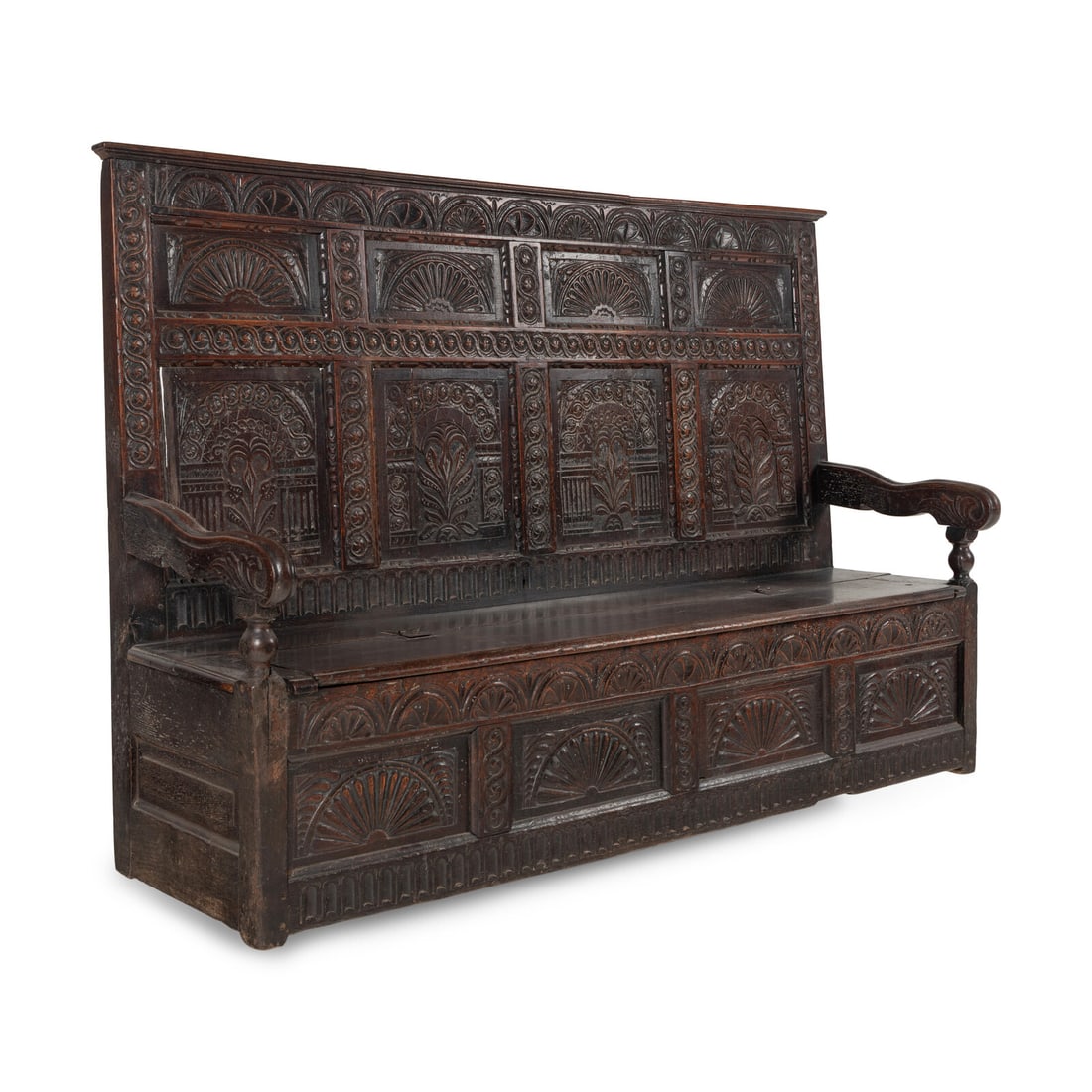 An English Oak Box Settle - 2