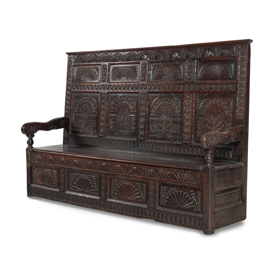 An English Oak Box Settle - 3