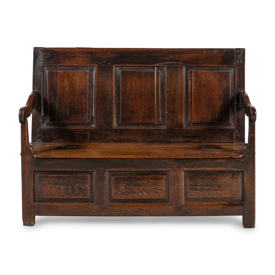An English Oak Box Settle - 2