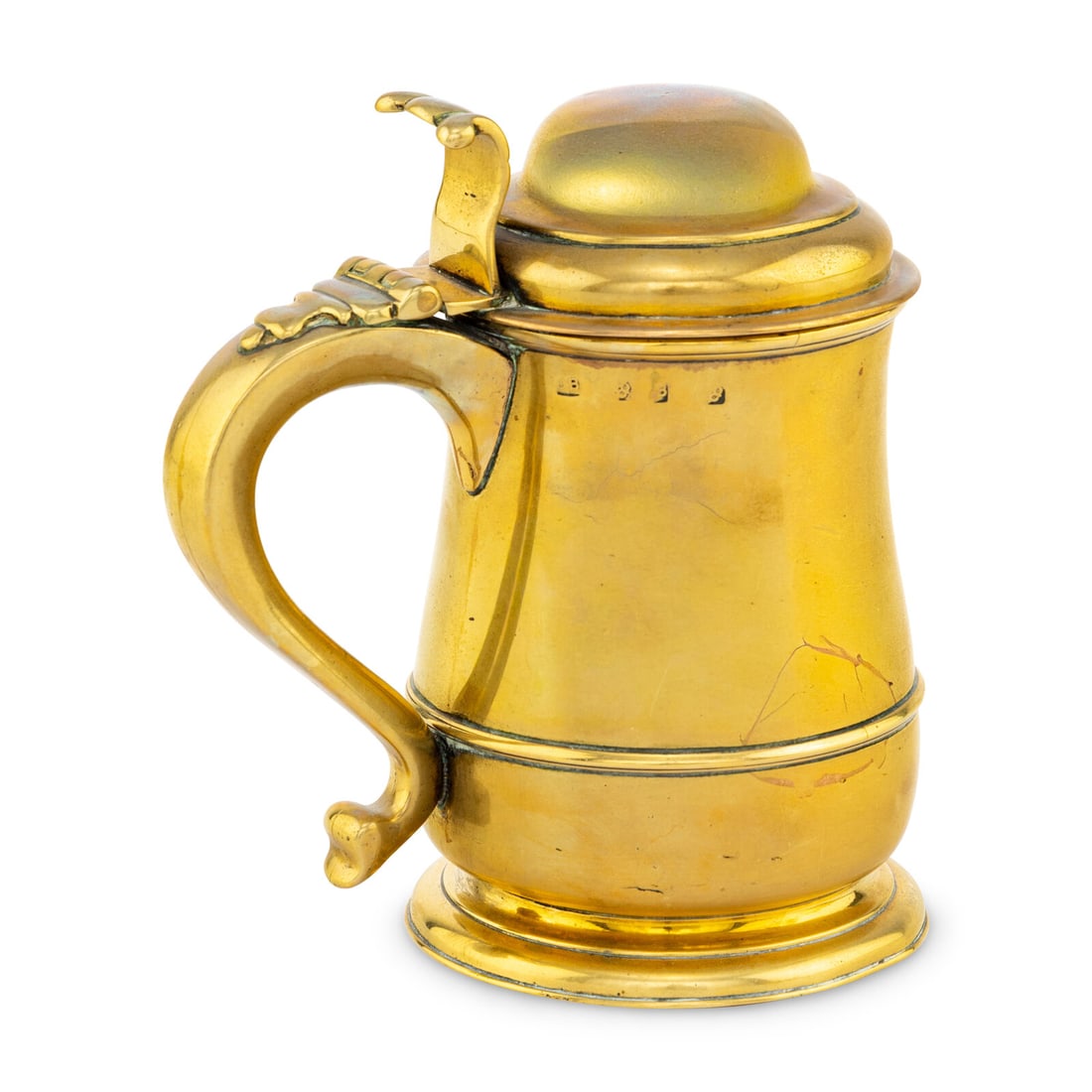 A George II Brass Covered Tankard - 2