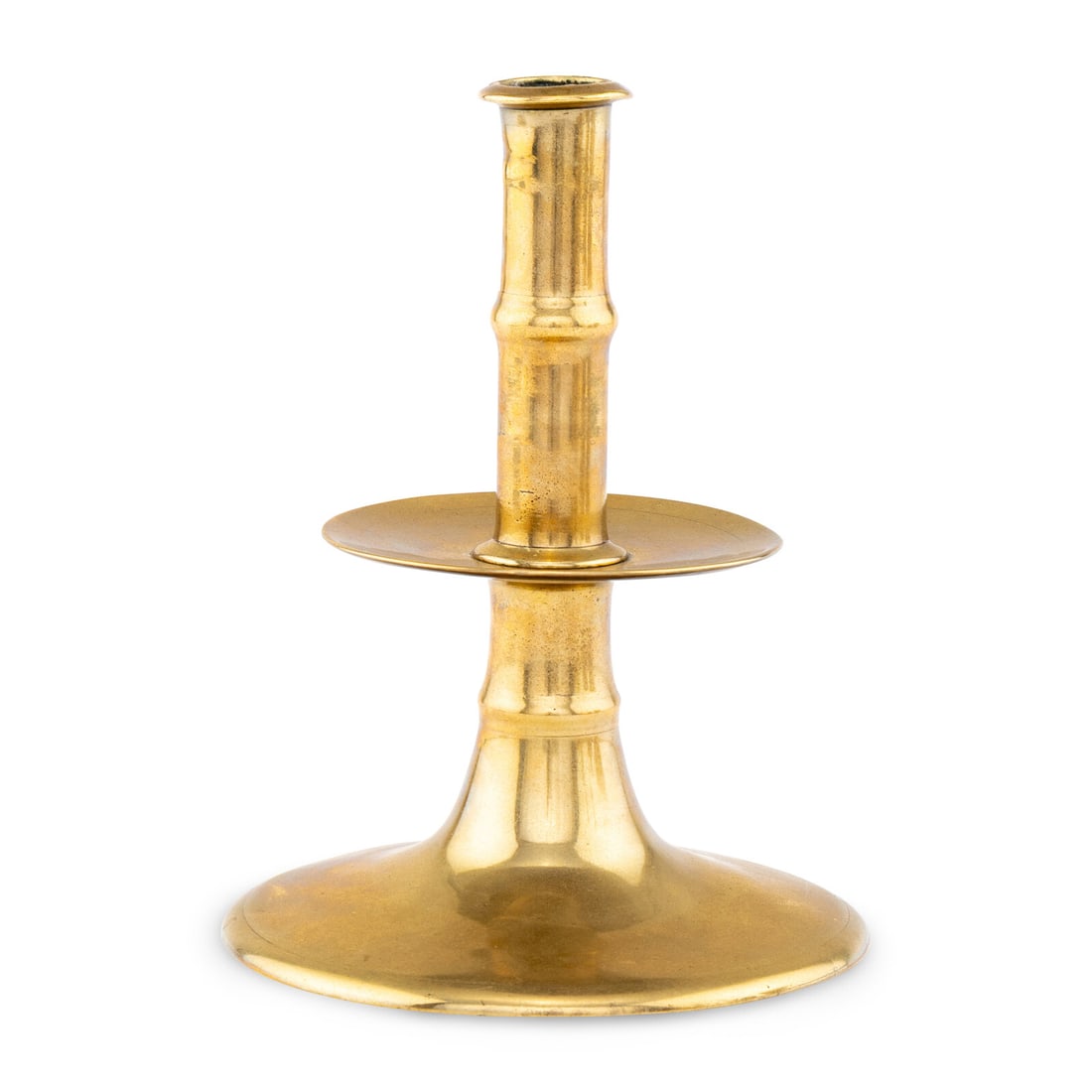 An English Brass Trumpet-Form Candlestick of Unusually Large Proportions (1 of 2)