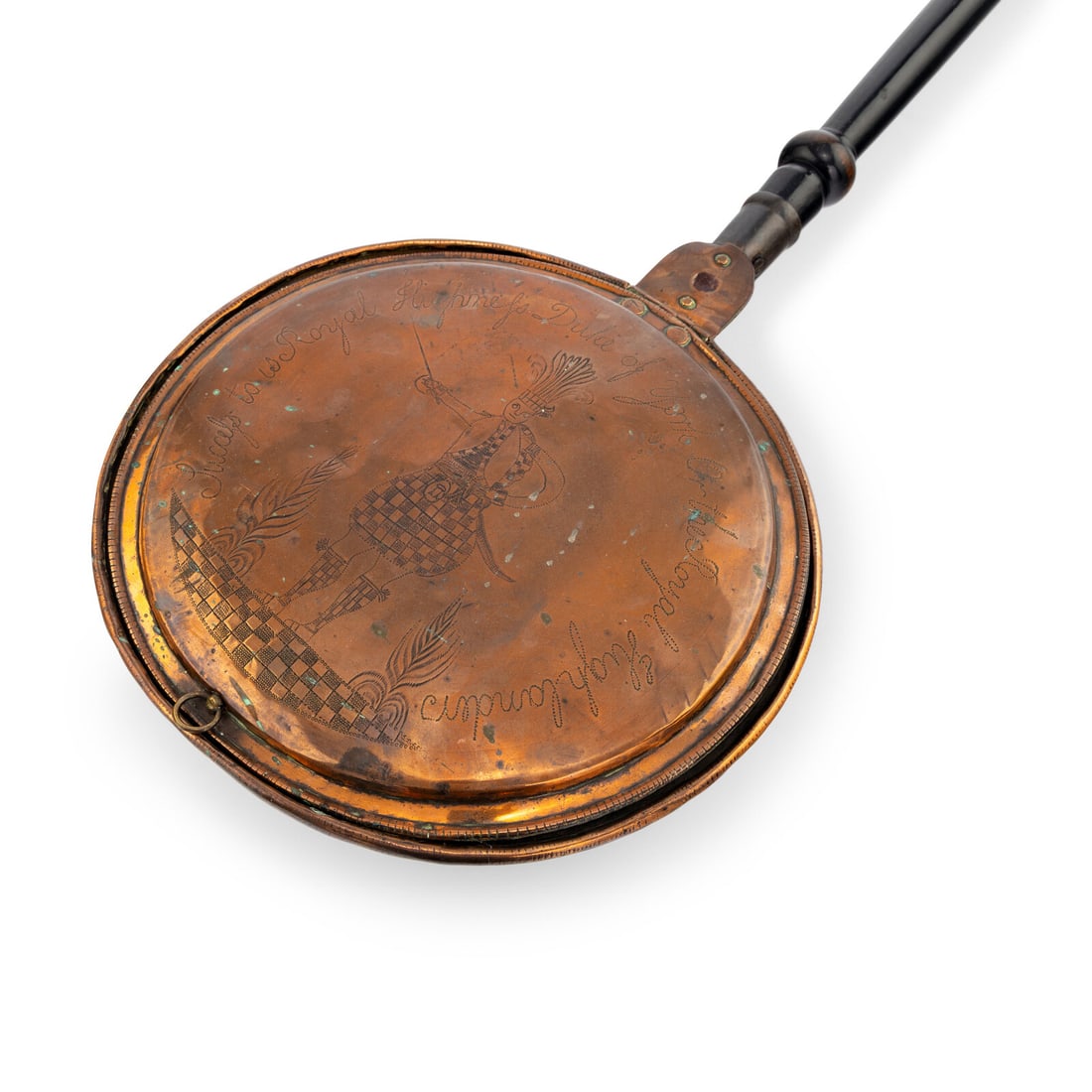 A Rare Copper and Ebonized Pearwood Bed Warmer of Jacobite Interest (1 of 3)