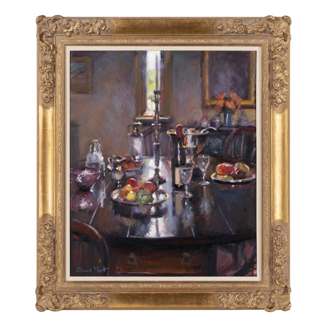Edward Noott (British, b. 1965): Edward Noott (British, b. 1965) Reflections on Polished Oak oil on canvas signed (lower left), titled (gallery label on stretcher) 30 x 25 inches. Property from the Collection of Robert and Roseann Dr