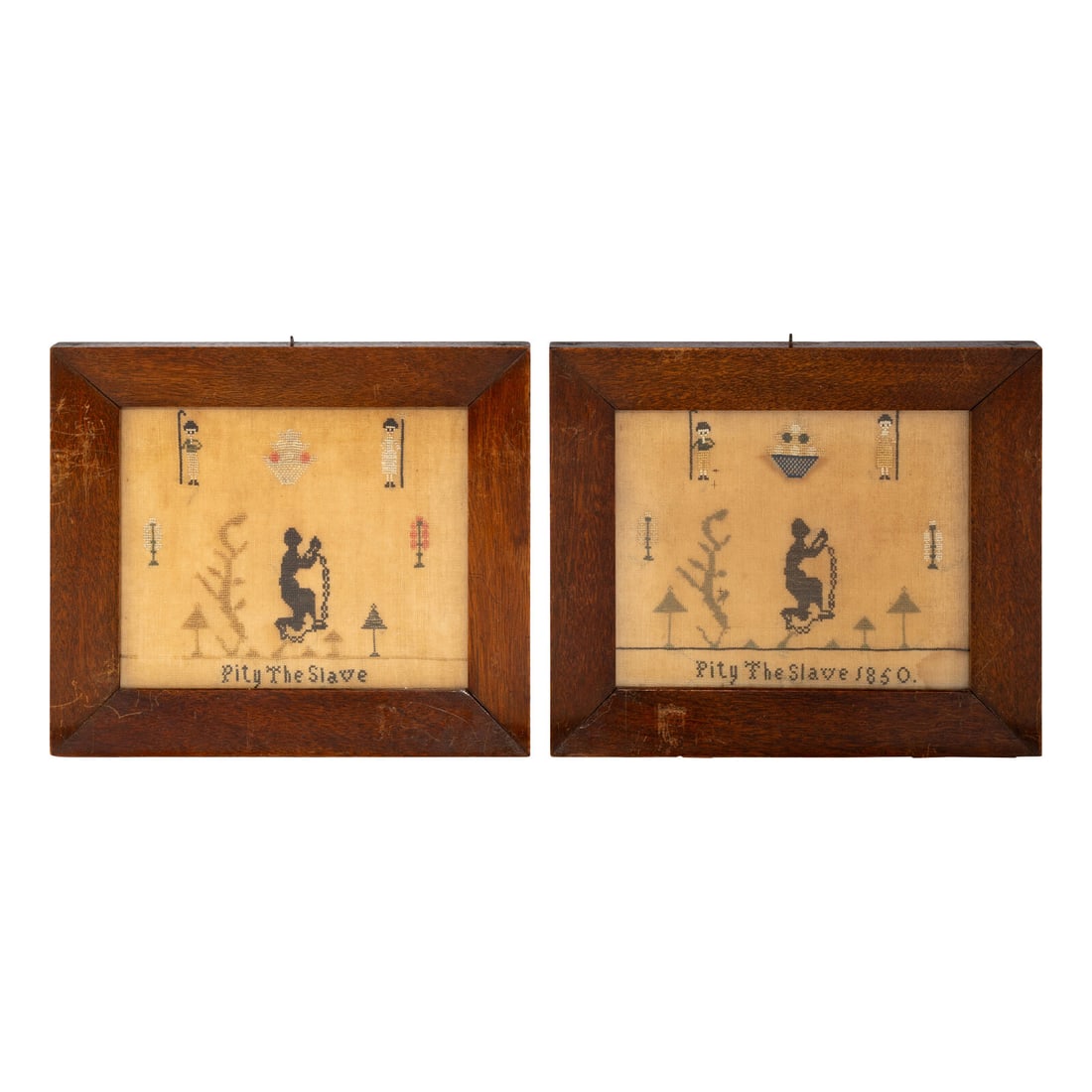 A Matched Pair of English Abolitionist Needlework Panels (1 of 3)