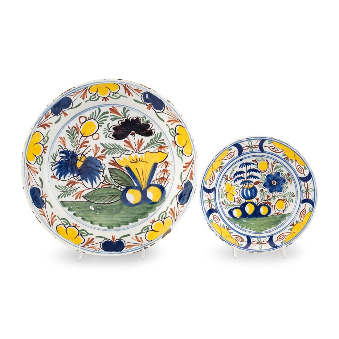 An English Delftware Polychrome Decorated Dish and Charger (1 of 2)
