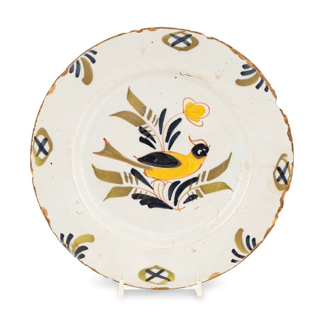 An English Delftware Polychrome Decorated Plate (1 of 2)