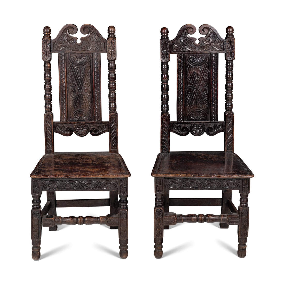 A Pair of Jacobean Revival Oak Side Chairs (1 of 3)