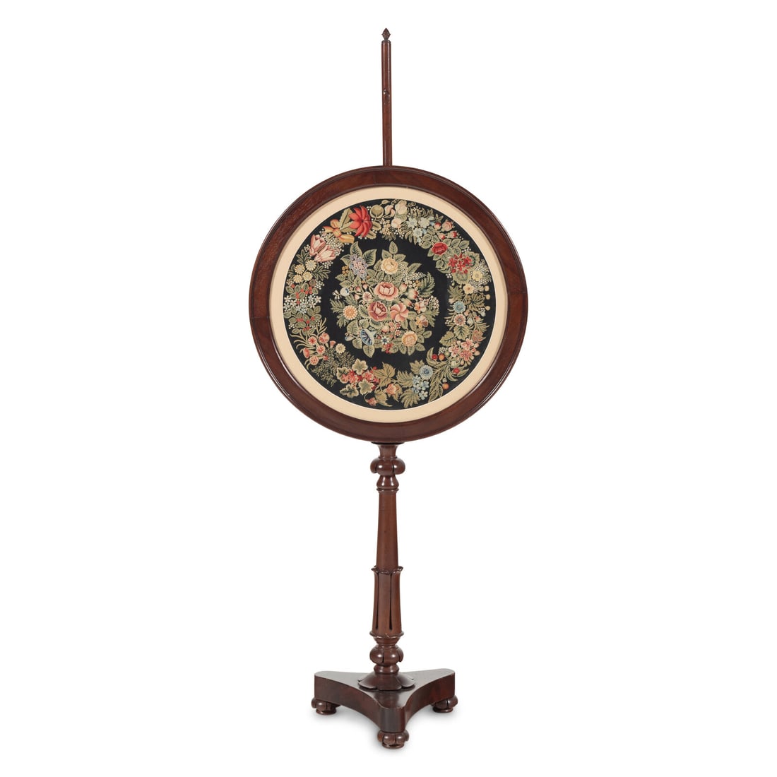 A William IV Carved Mahogany and Needlepoint Inset Circular Pole Screen (1 of 2)