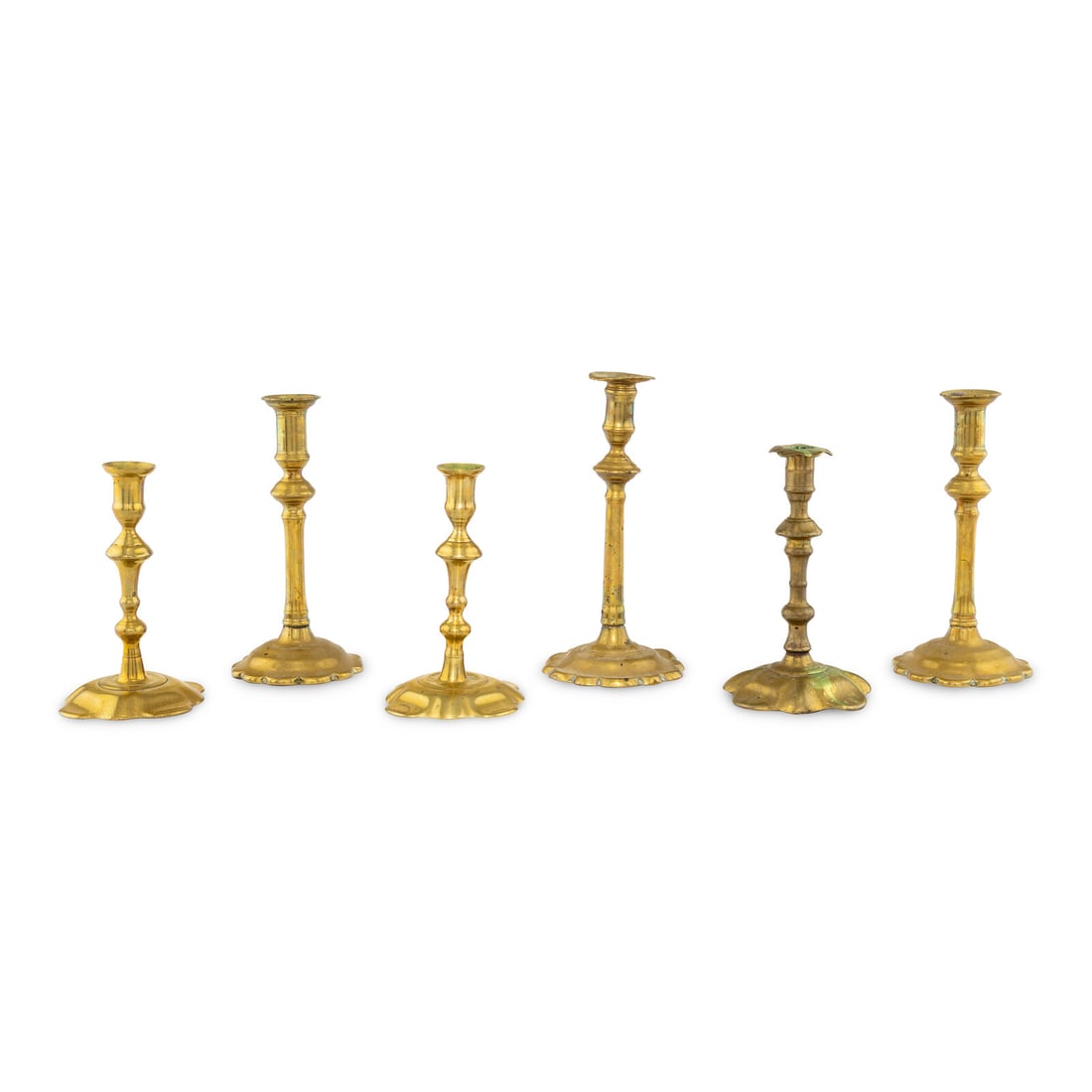 A Collection of Six Brass Candlesticks (1 of 2)