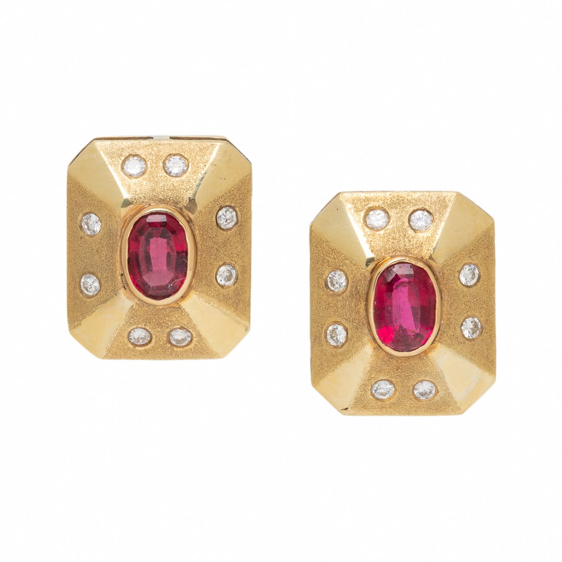 Tourmaline, Diamond, and Yellow Gold Earrings: Tourmaline, Diamond, and Yellow Gold Earrings Oval pink tourmaline, and round diamonds weighing approximately 0.40 carat total. 14 karat yellow gold. 5/8 inch long. Stamp: 14K. Gross weight: 4.20