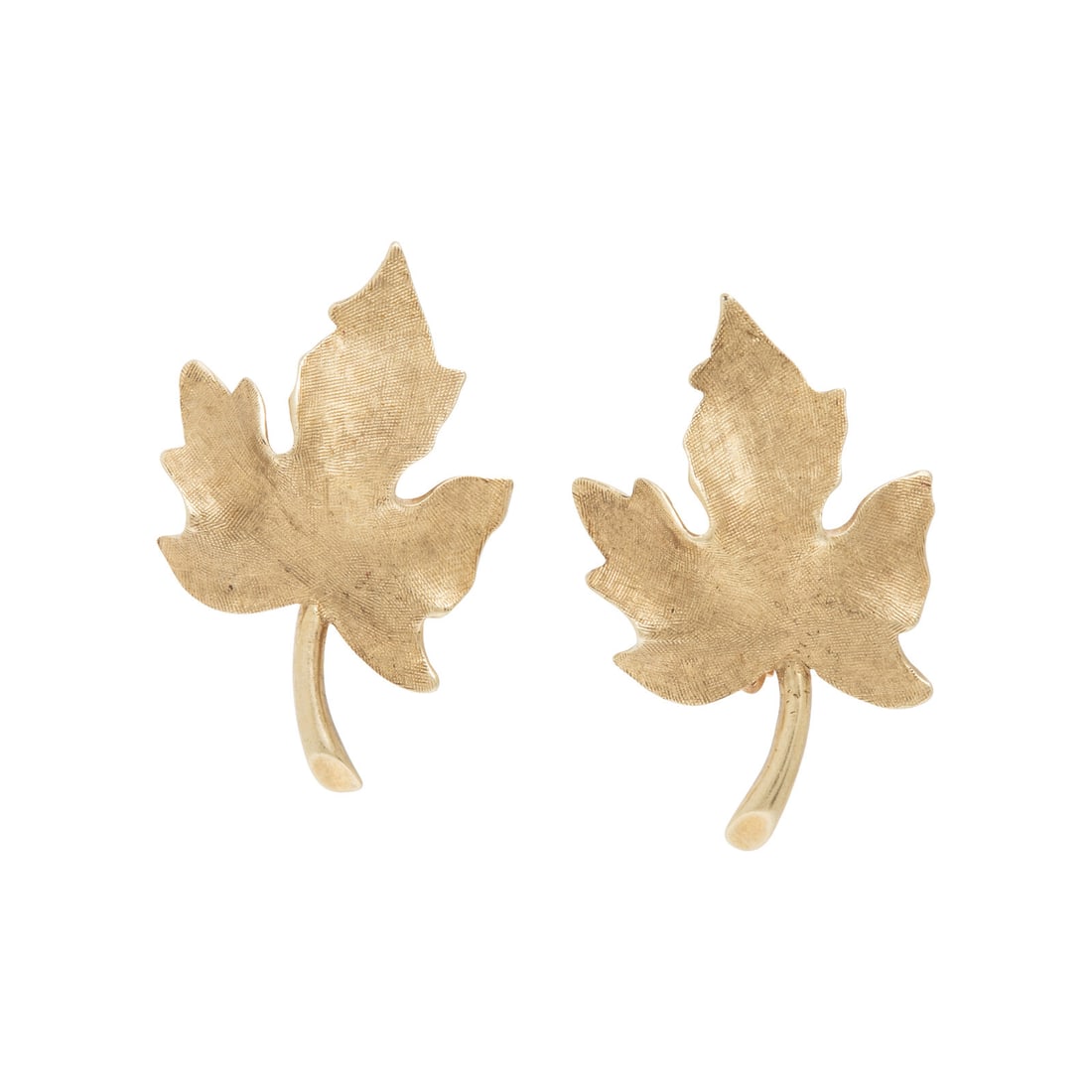 Cartier, Yellow Gold Leaf Earrings: Cartier, Yellow Gold Leaf Earrings 14 karat yellow gold. 1 1/8 inches long. Stamp: 14K DET. Engraved: CARTIER. Gross weight: 5.30 dwt. This lot is located in Chicago.