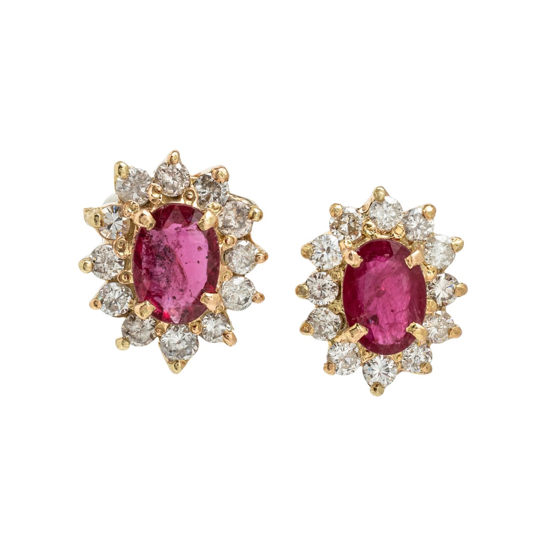 Composite Gemstone, Diamond, and Yellow Gold Earrings: Composite Gemstone, Diamond, and Yellow Gold Earrings Oval composite gemstones measuring approximately 6.85 x 4.90 x 2.50 mm - 7.10 x 5.10 x 2.15 mm, and round and single cut diamonds. Yellow gold.