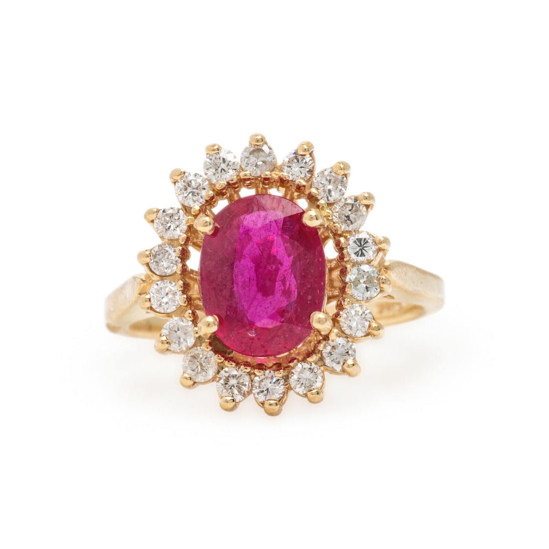 Composite Gemstone, Diamond, and Yellow Gold Ring: Composite Gemstone, Diamond, and Yellow Gold Ring Oval composite gemstone measuring approximately 9.00 x 7.00 x 3.15 mm and round diamonds weighing approximately 0.45 carat total. 14 karat yellow