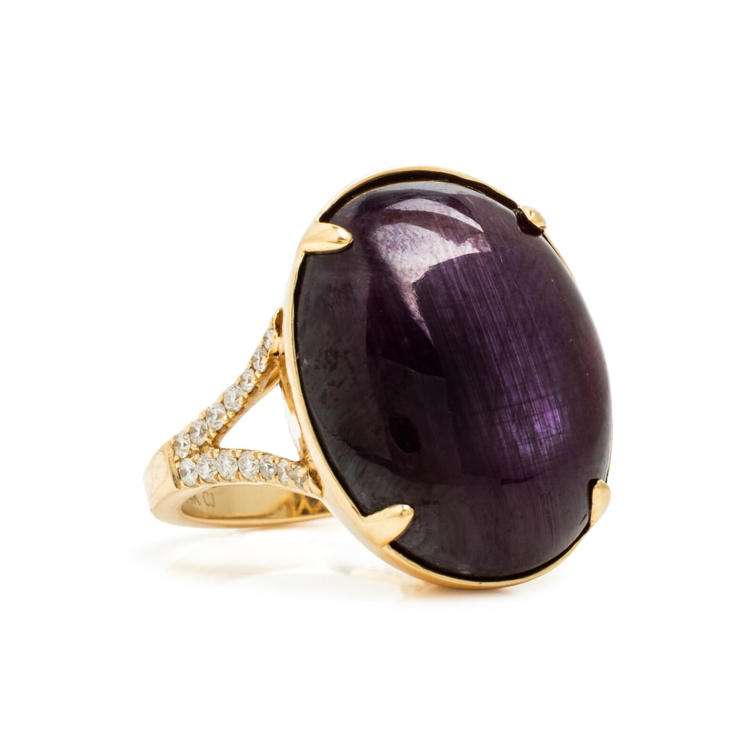 Star Ruby, Diamond, and Yellow Gold Ring - 2