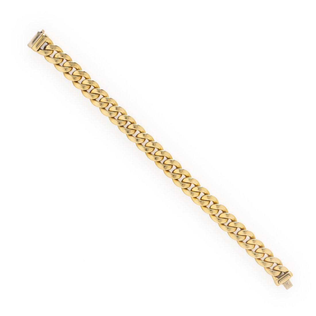 Yellow Gold Curb Link Bracelet: Yellow Gold Curb Link Bracelet 18 karat yellow gold. 8 5/8 inches long. Stamp: 18K ITALY (maker's mark). Gross weight: 69.05 dwt. From a Private Collection, Prescott, Arizona This lot is located in Ch