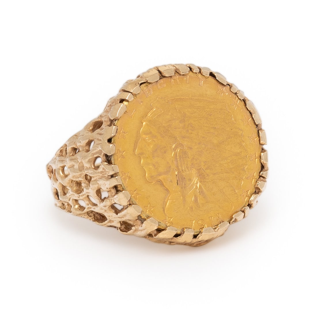 Yellow Gold Coin Ring - 2