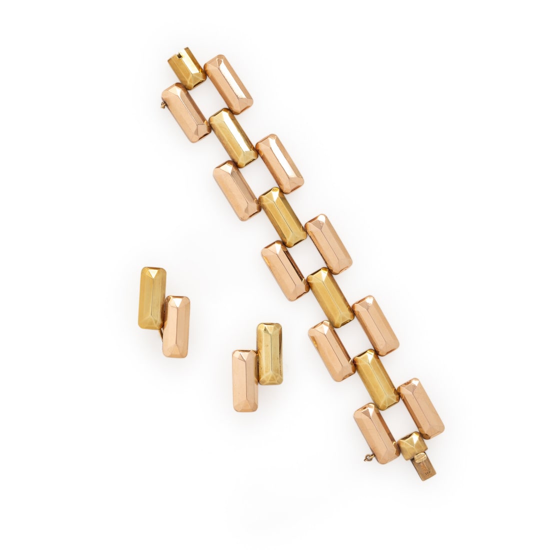 Bicolor Gold Earrings and Bracelet (1 of 2)