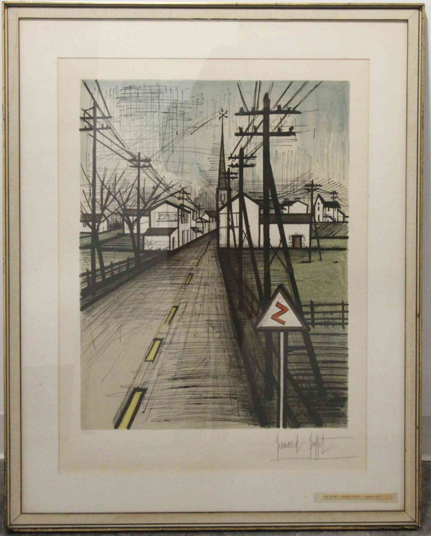 Bernard Buffet, (French, 1928-1999), La Route: Bernard Buffet (French, 1928-1999) La Route lithograph edition 27/220, signed Bernard Buffet (lower right) 25 1/2 x 19 1/2 inches. Property from the Collection of Ms. Cecile Abrahams,
