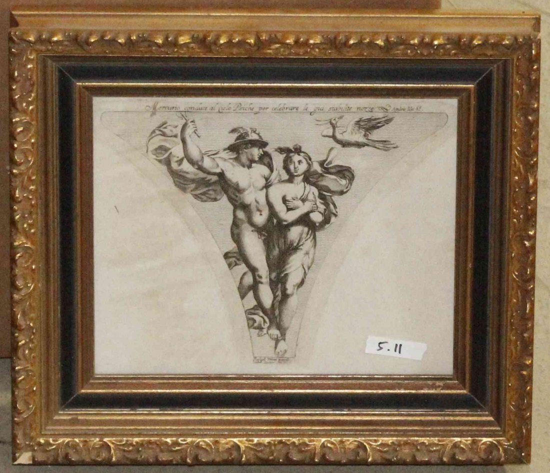 Italian School, (18th century), Mercury with Psyche: Italian School (18th century) Mercury with Psyche etching 7 3/4 x 9 1/2 inches. Property from the Estate of Dr. Ivan Jeanne Weiler, Urbana, Illinois