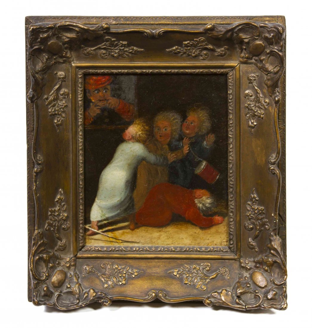 Continental School, (20th century), Children at Play: Continental School (20th century) Children at Play oil on canvas 10 3/8 x 8 3/4 inches. Property from the Estate of Dr. Ivan Jeanne Weiler, Urbana, Illinois