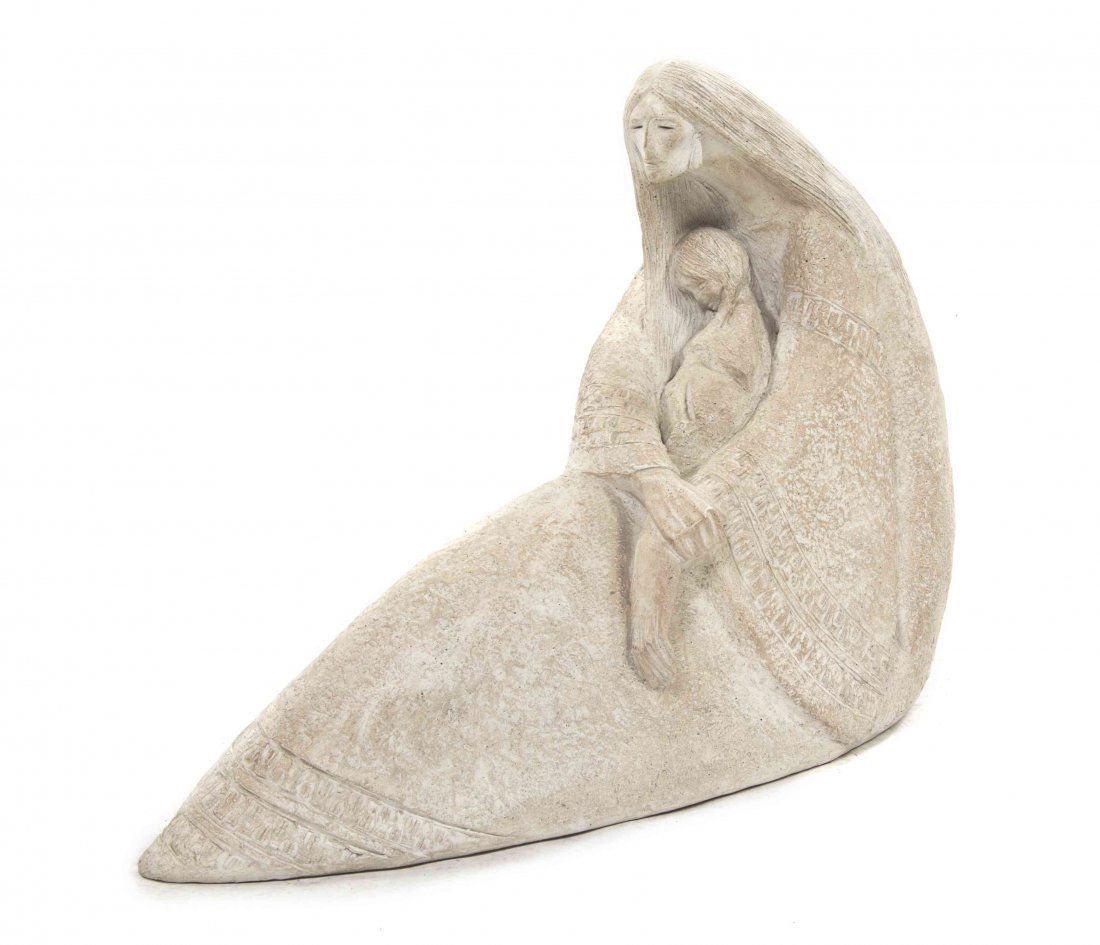 Austin Productions, (American, 20th century), Seated: Austin Productions (American, 20th century) Seated Woman with Child, 1986 earthenware inscribed Austin Prod Inc. and dated Height 17 1/4 inches.