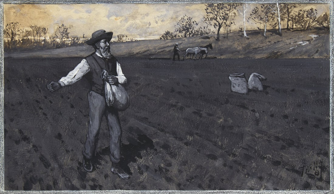 Henry Francois Farny (American, 1847-1916) Man in Field: Henry Francois Farny (American, 1847-1916) Man in Field ink, watercolor, and gouache on paper signed Farny with artist's device (lower right) 6 1/4 x 10 7/8 in. This lot is located in Philadelphia. Pr