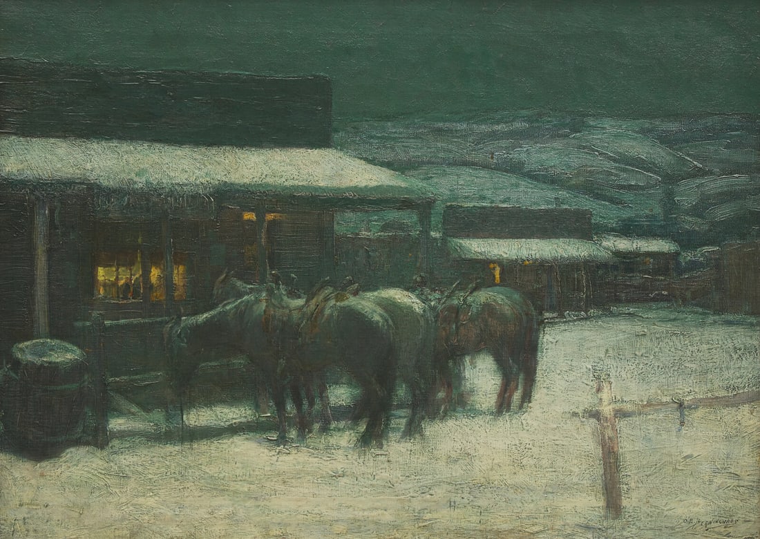 Oscar Edmund Berninghaus (American, 1874-1952) Horses in Twilight (1 of 3)