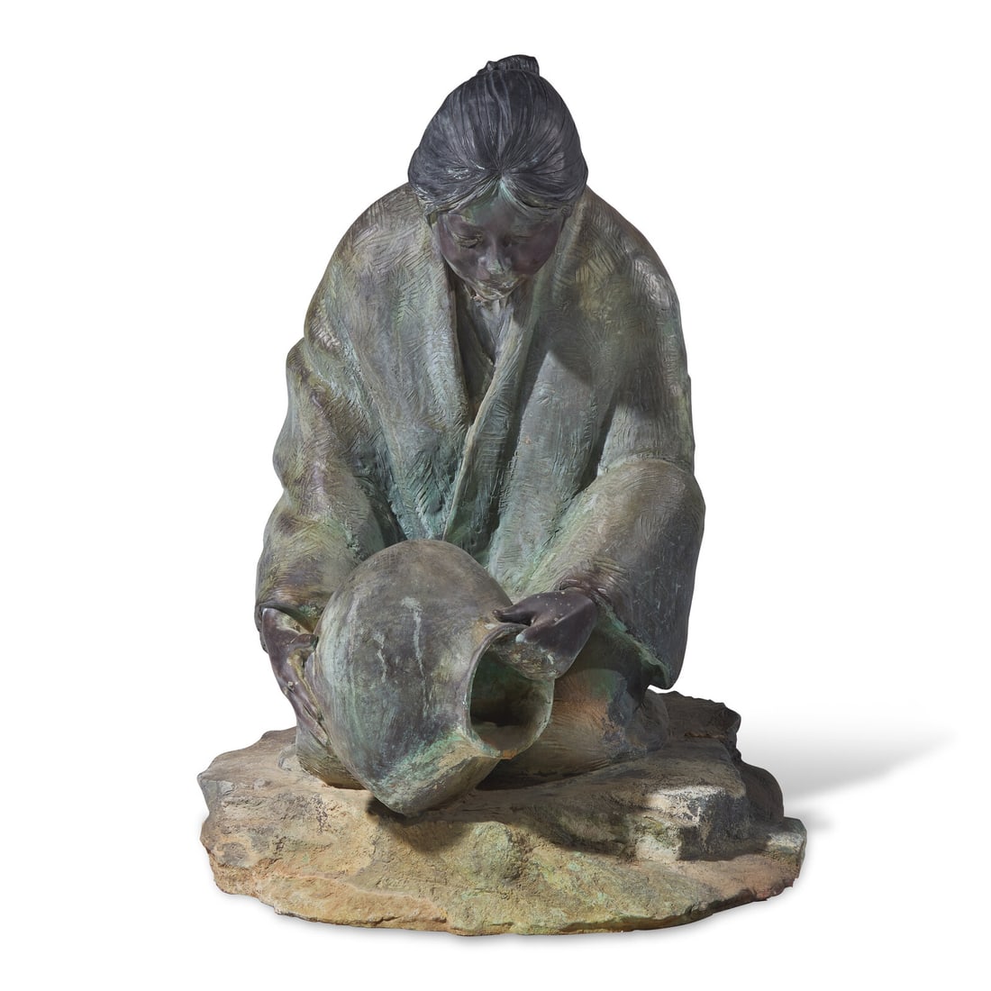 Glenna Goodacre (American, 1939-2020) Waterbearers (Kneeling): Glenna Goodacre (American, 1939-2020) Waterbearers (Kneeling) bronze with brown and verdigris patina inscribed G. Goodacre and numbered 10/12 (on the back) Height: 47 in. Proceeds to benefit ASU Art M