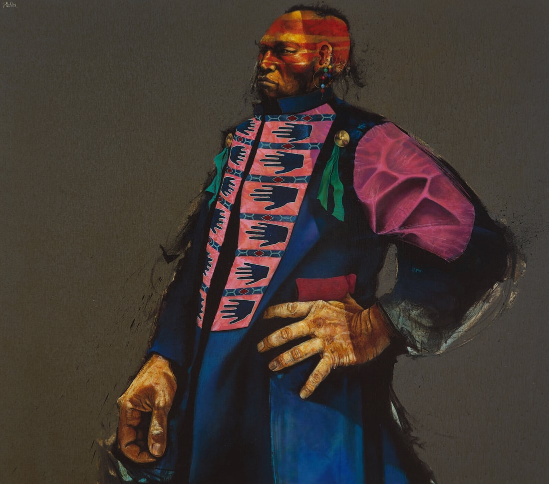 Paul Pletka (American, b. 1946) Warrior Coat, 1978: Paul Pletka (American, b. 1946) Warrior Coat, 1978 acrylic on canvas signed Pletka (upper left); titled (on the turnover edge); inscribed and dated (on the stretcher) 44 x 50 in. Property from the Col