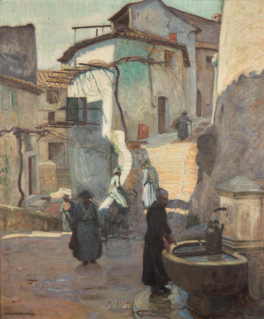Ernest Martin Hennings (American, 1886-1956) At the Fountain, Saint-Jeannet, France, c. 1922-23 (1 of 3)