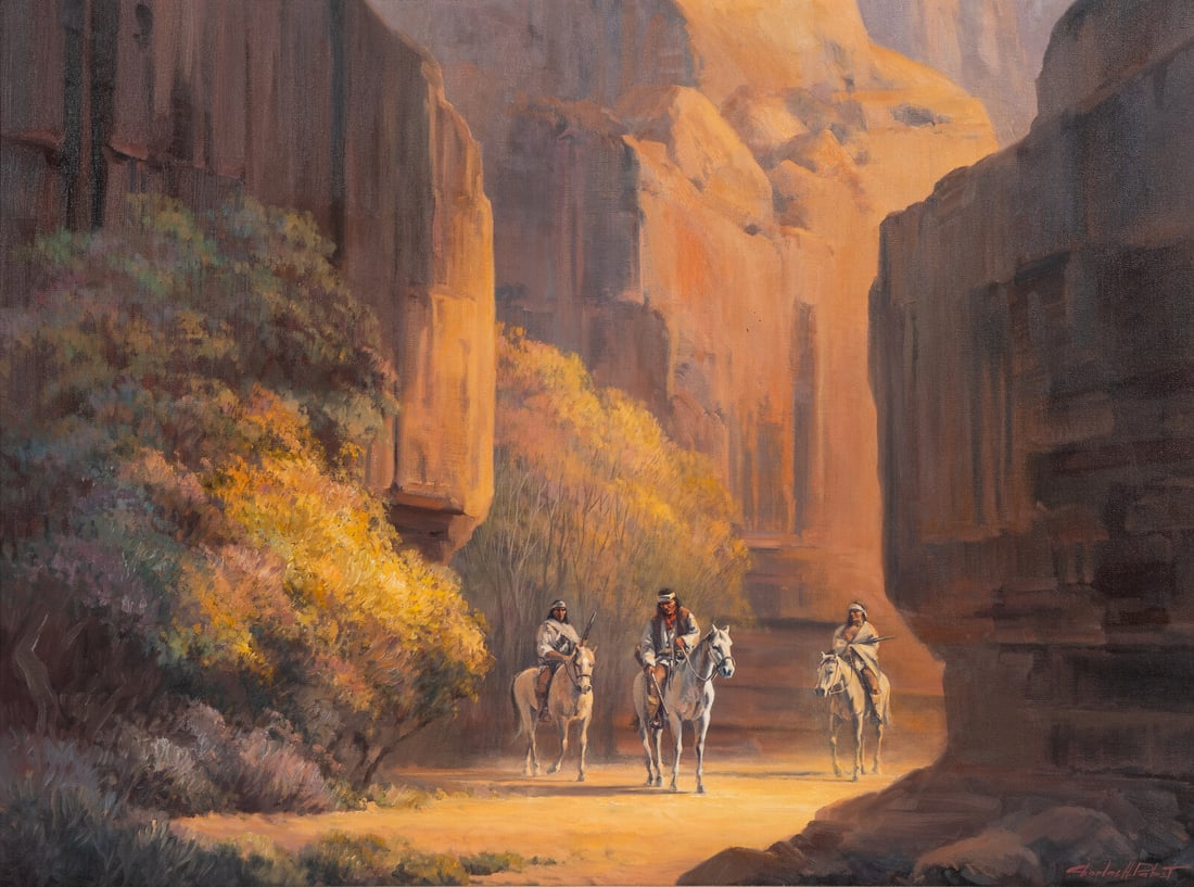 Charles Pabst (American, b. 1950) Apache Canyon: Charles Pabst (American, b. 1950) Apache Canyon oil on canvas signed Charles H. Pabst (lower right) 30 x 40 in. This lot is located in Philadelphia. Provenance Provenance: Buffalo Trail Gallery, Jacks