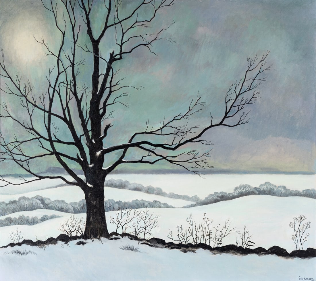 William Sanderson (American, 1905-1990) Winter Sun: William Sanderson (American, 1905-1990) Winter Sun oil on canvas signed Sanderson (lower right) 32 x 36 in. This lot is located in Philadelphia. Provenance Provenance: Sale, James G. Murphy Co., Kenmo