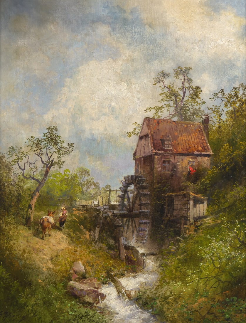 Hermann Herzog (American/German, 1832-1932) By Old Mill Stream: Hermann Herzog (American/German, 1832-1932) By Old Mill Stream oil on canvas signed H. Herzog (lower left) 28 x 22 in. The present lot is being sold to benefit the acquisitions fund of the Brandywine 
