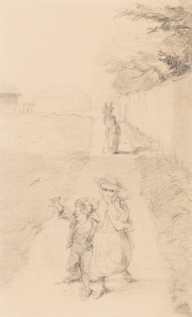 William Merritt Chase (American, 1849-1916) Children on a Path (1 of 3)
