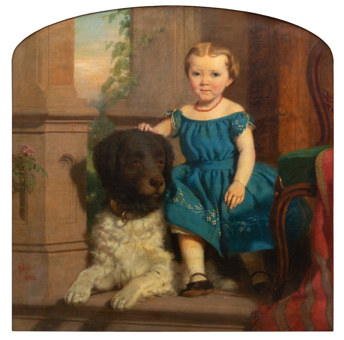 Seymour Joseph Guy (American, 1824-1910) Portrait of a Young Child with Dog, 1862 (1 of 5)