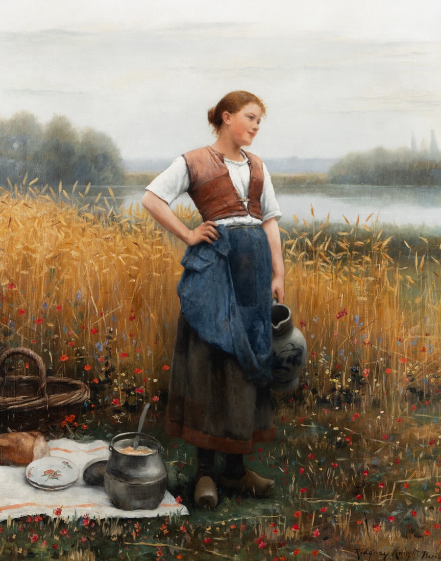Daniel Ridgway Knight (American, 1839-1924) A Harvest Lunch: Daniel Ridgway Knight (American, 1839-1924) A Harvest Lunch oil on canvas laid to panel signed Ridgway Knight and inscribed Paris (lower right) 36 1/2 x 29 in. Provenance Christie's, New York, Sale of