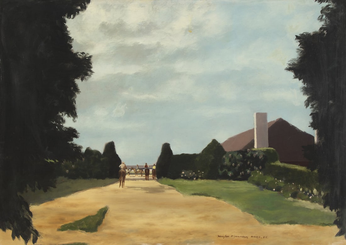 Vaughn Flannery (American, 1898-1955) Last Horse Back, Greentree Stable Entrance, Aiken, South (1 of 3)