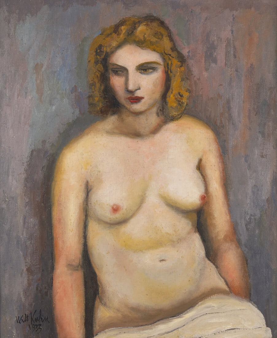 Walt Kuhn (American, 1880-1940) Seated Nude, 1933: Walt Kuhn (American, 1880-1940) Seated Nude, 1933 oil on canvas signed Walt Kuhn and dated (lower left) 30 x 25 in. Provenance The Artist. Estate of the Artist (Brenda Kuhn). Acquired directly from th