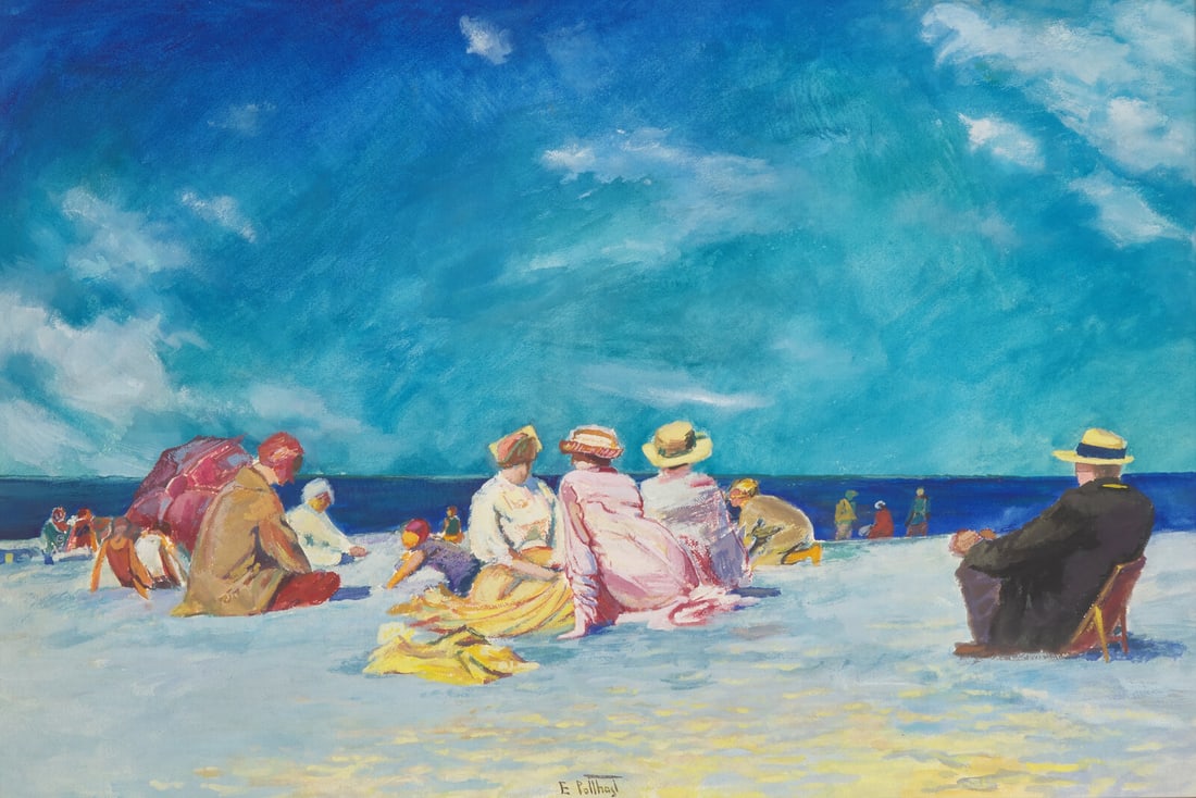 Edward Henry Potthast (American, 1857-1927) Picnic on the Beach, c. 1910: Edward Henry Potthast (American, 1857-1927) Picnic on the Beach, c. 1910 watercolor and gouache on paper signed E. Potthast (lower center) 29 1/4 x 39 1/2 in. Provenance Private Collection, New Jersey