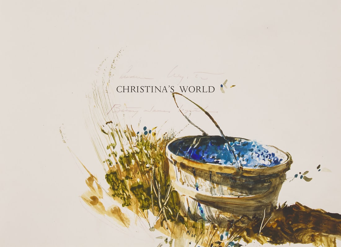 Andrew Wyeth (American, 1917-2009) Bushel of Blueberries (from Christina's World: Paintings and: Andrew Wyeth (American, 1917-2009) Bushel of Blueberries (from Christina's World: Paintings and Prestudies of Andrew Wyeth), 1982 watercolor on paper signed Andrew Wyeth and Betsy James Wyeth (center)